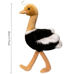 15.75in Ostrich Plush Toy Realistic Stuffed Bird Soft Fluffy Decor