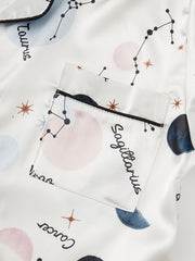 Girls Starry Sky Nightdress Long Sleeve Button Pocket Nightgown