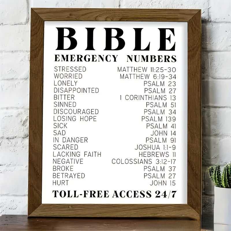 Vintage Faith Bible Emergency Number Poster Inspirational Art Print