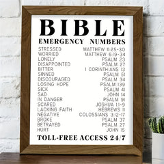 Vintage Faith Bible Emergency Number Poster Inspirational Art Print