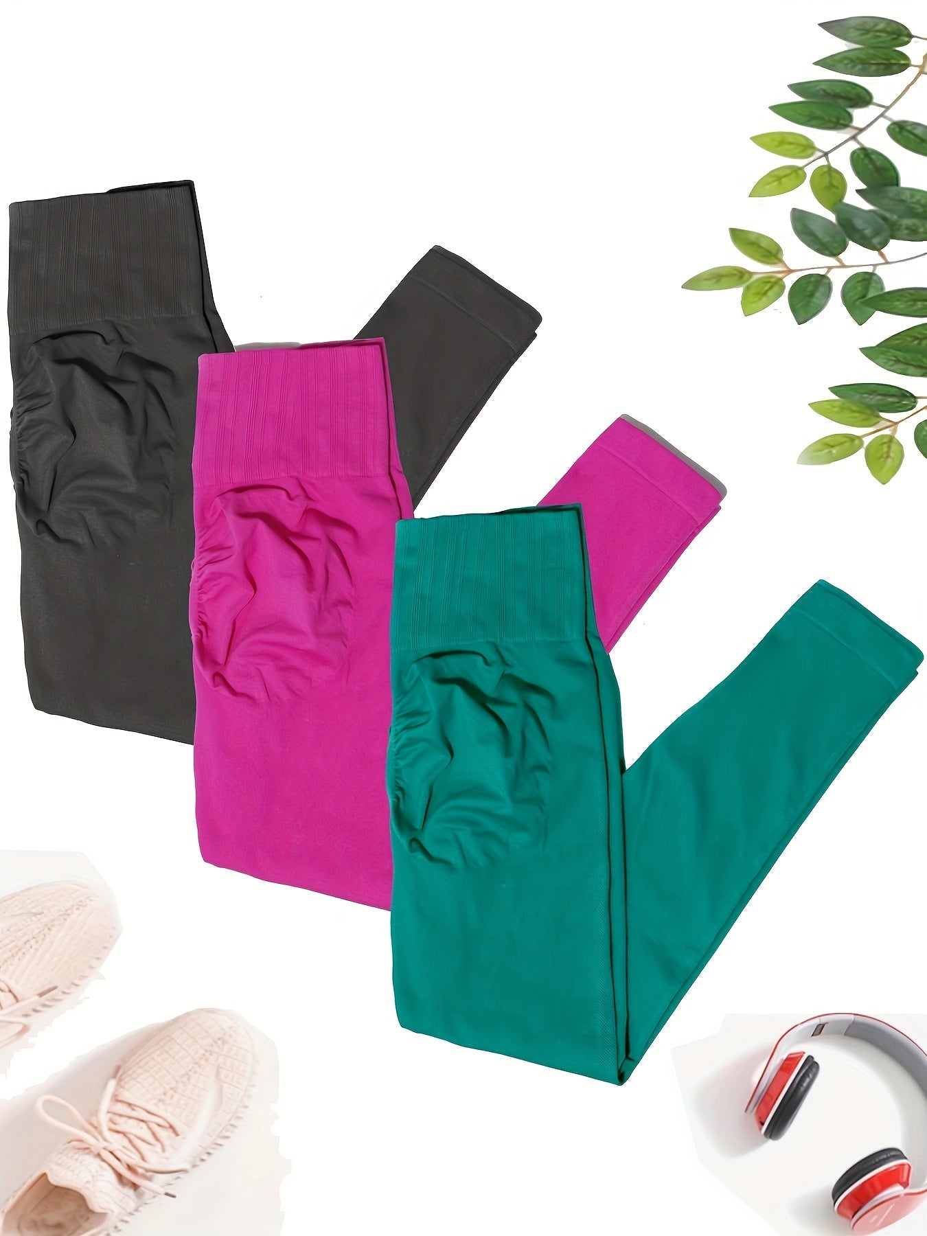 3pcs Seamless High Waist Yoga Leggings Fitness Workout Pants