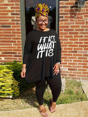 Women's Plus Letter Print Top & Leggings 2pc Set