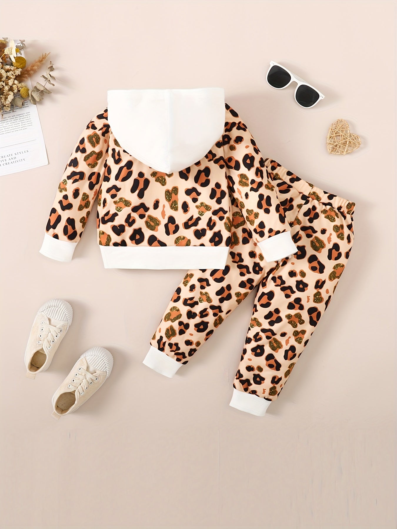Leopard Pattern Toddler Girl's 2pcs Hoodie & Sweatpants Set