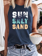 Letter Print Sleeveless Tank Top Casual Loose Fit