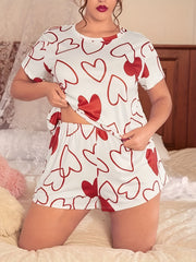 Heart Print Tee & Shorts Set
