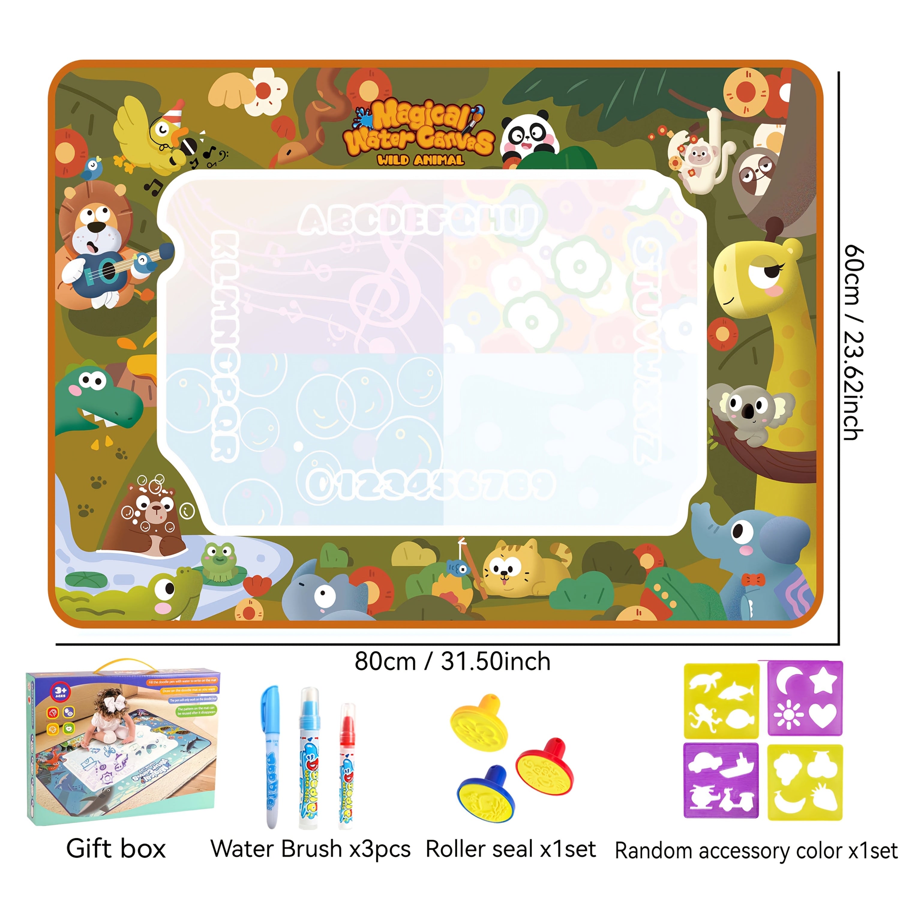 Magic Water Canvas Drawing Mat - Fun Animal Theme - Parent Child Interactive Toy