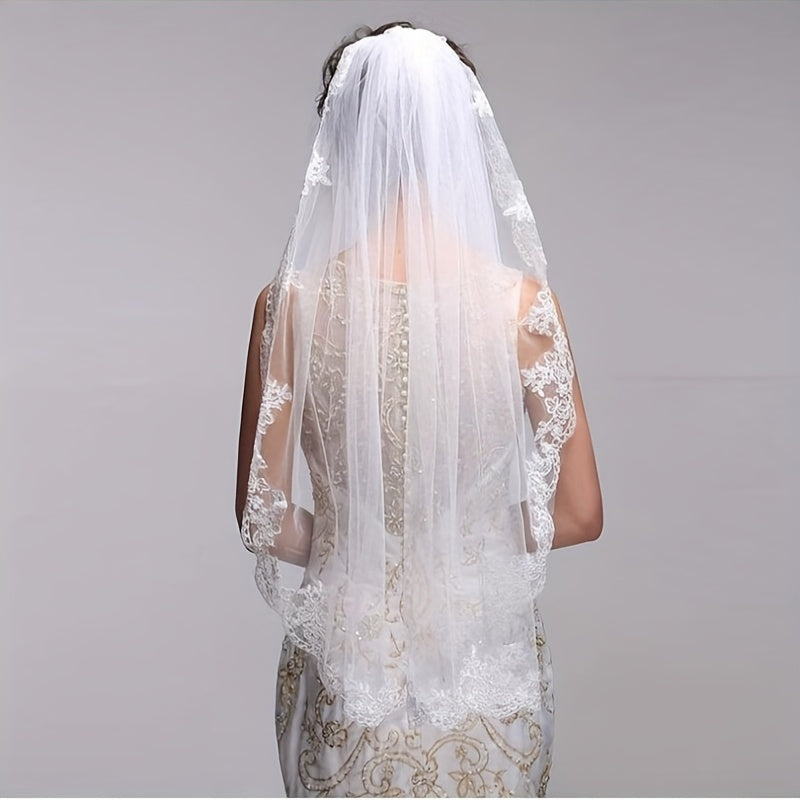 Lace Edge Bridal Veil With Comb Wedding Hair Accessories
