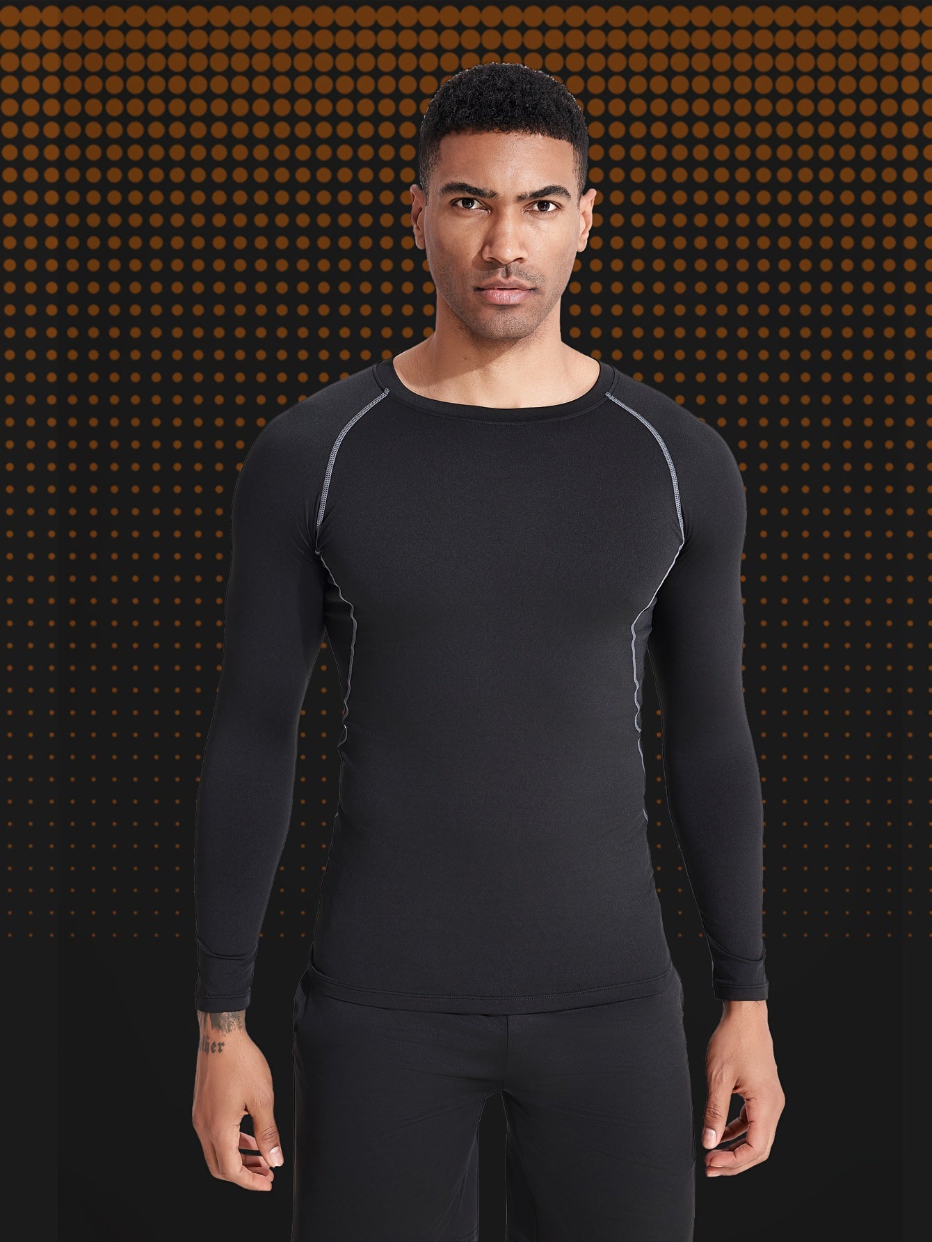 Men's Stretch Slim Fit Gym Outfit Set Long Sleeve T shirt And Shorts Legging Set