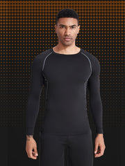 Men's Stretch Slim Fit Gym Outfit Set Long Sleeve T shirt And Shorts Legging Set