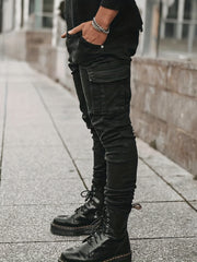 Men's Stretch Denim Cargo Jeans Casual Street Style Pants