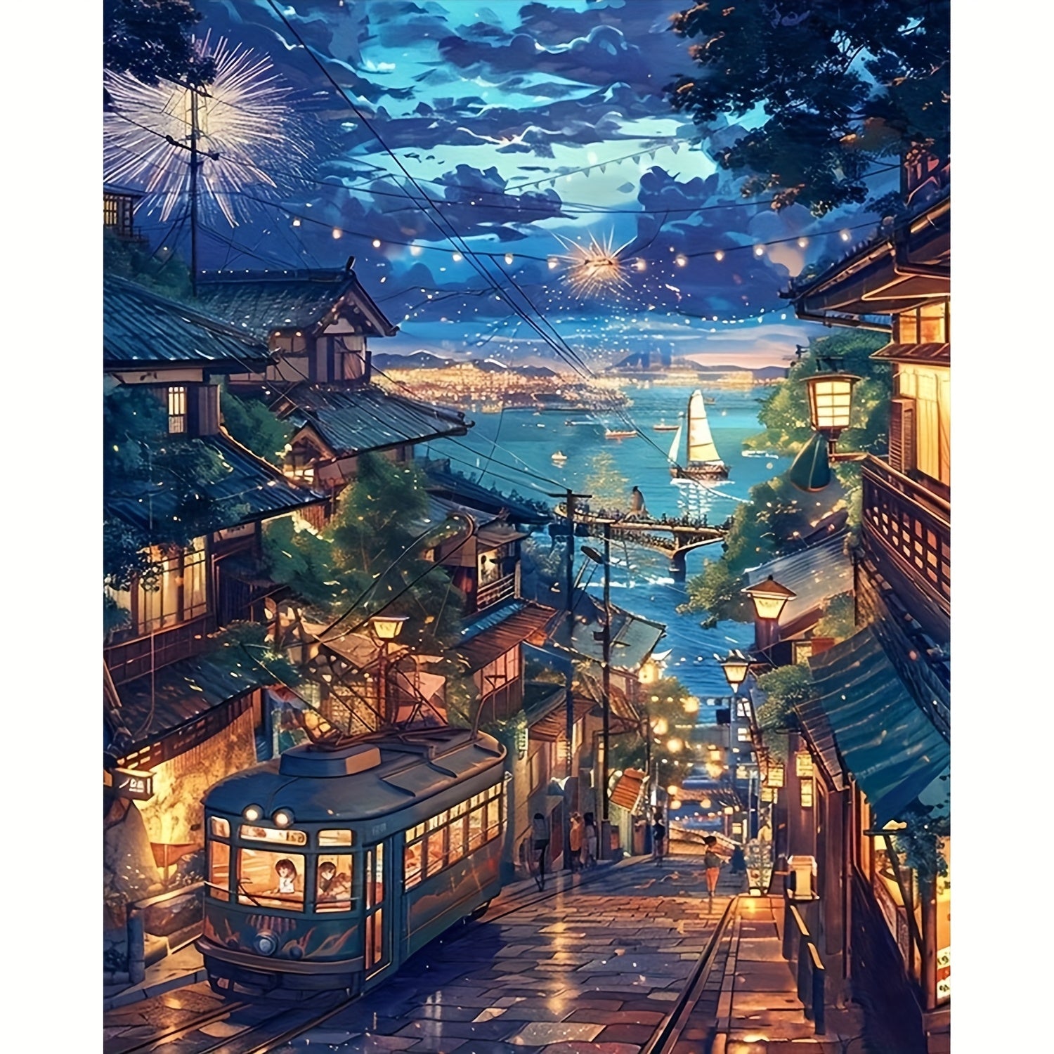 Night Town Numbered Painting Kit - DIY Hand Painted Furniture Decoration