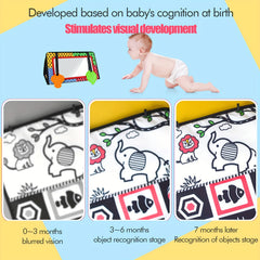 Tummy Time Mirror Baby Toys High Contrast 3D Activity Montessori