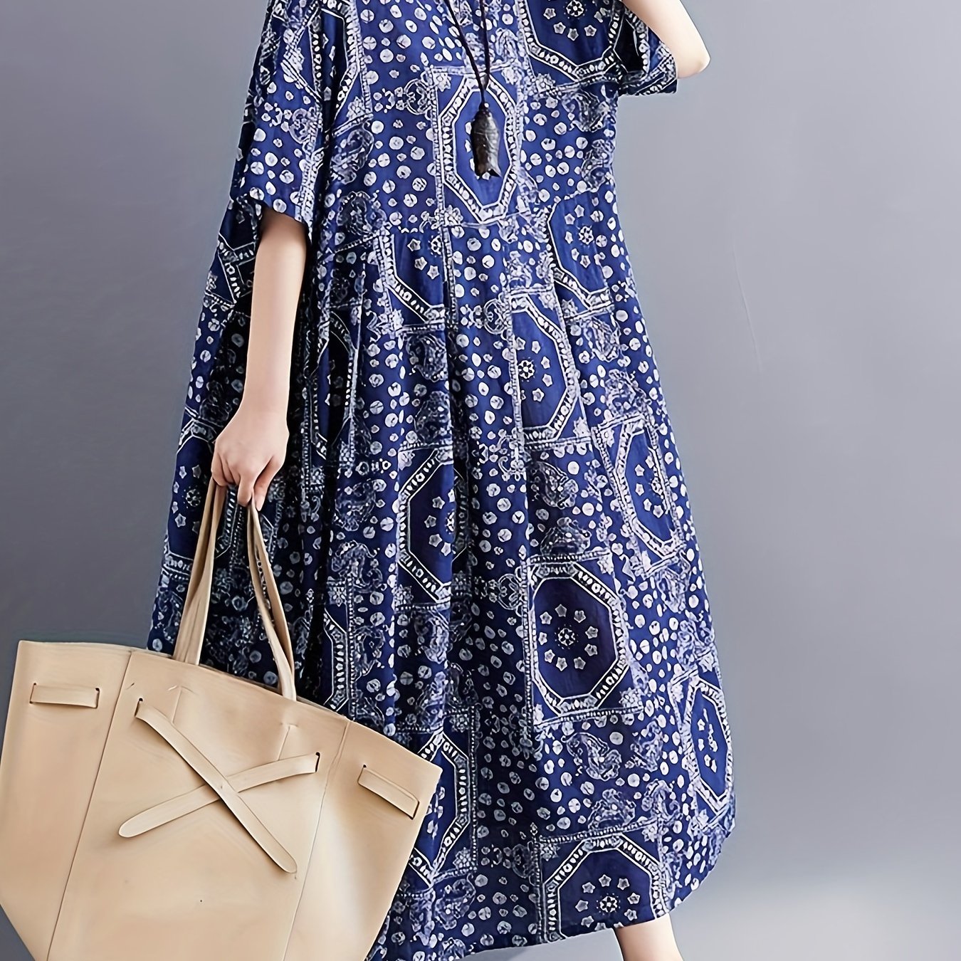 Paisley Print Short Sleeve Maxi Dress