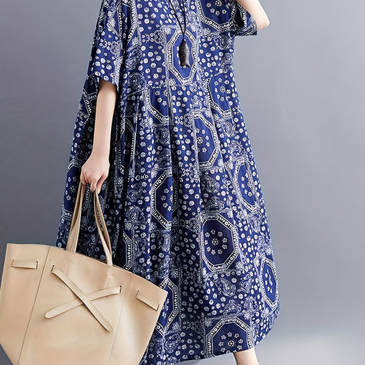 Paisley Print Short Sleeve Maxi Dress