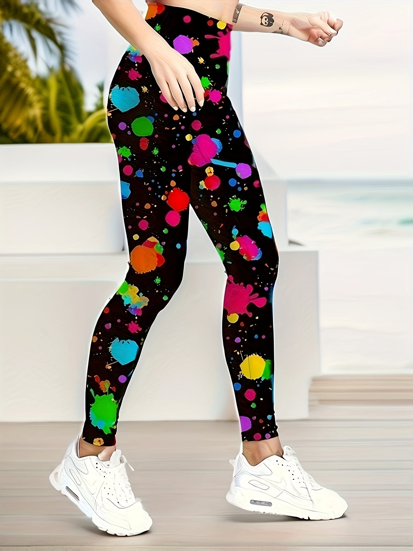 Graffiti Print Leggings Butt Lifting Yoga Pants