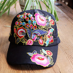 Peacock Embroidery Baseball Cap Boho Sunscreen Dad Hats Vintage Adjustable