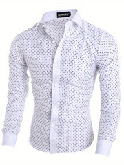Polka Dot Graphic Print Men's Casual Lapel Shirt