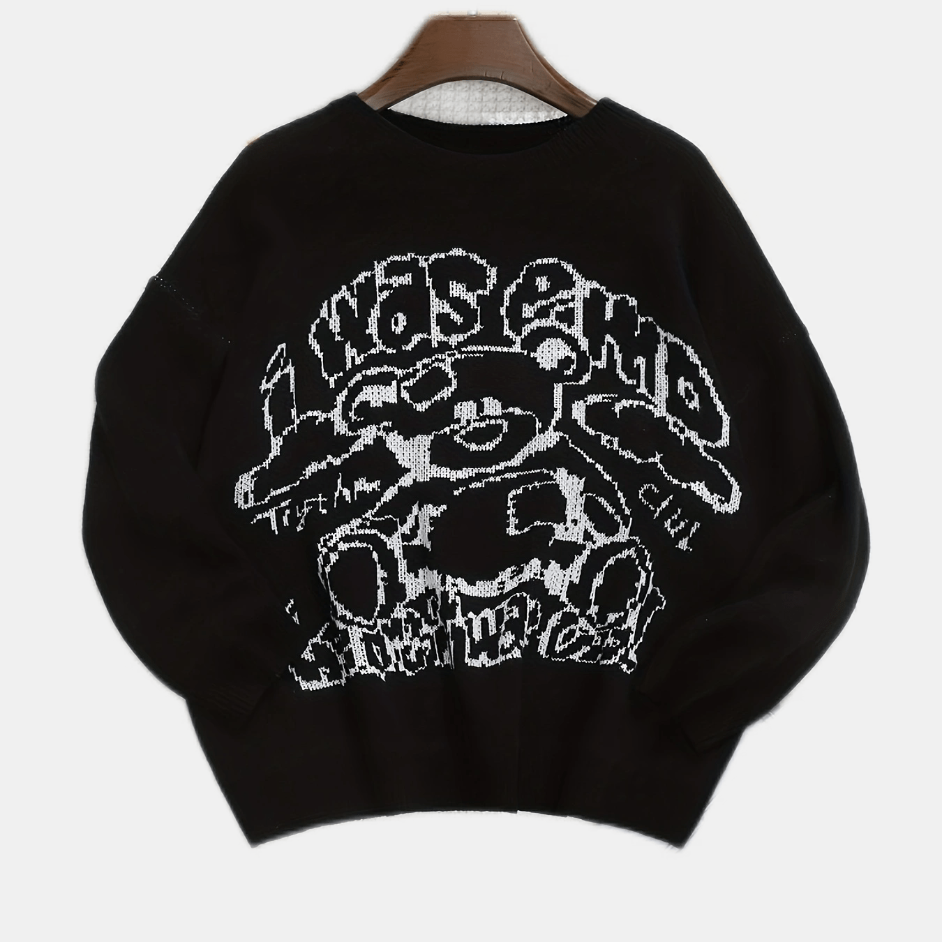 Casual Sweater Women's Plus Bear & Slogan Print Long Sleeve