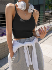 Ribbed Cami Crop Top Scoop Neck Tank Top Women's Lingerie