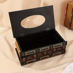 Wooden Painted Three fold Book Shaped Tissue Box