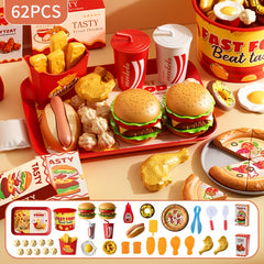 Kitchen Western Set Pretend Play Burger Hot Dog French Fries Breakfast Set