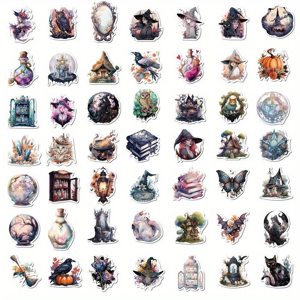 50pcs Realistic Witch Graffiti Stickers DIY Waterproof Decoration