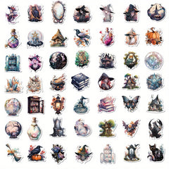 50pcs Realistic Witch Graffiti Stickers DIY Waterproof Decoration
