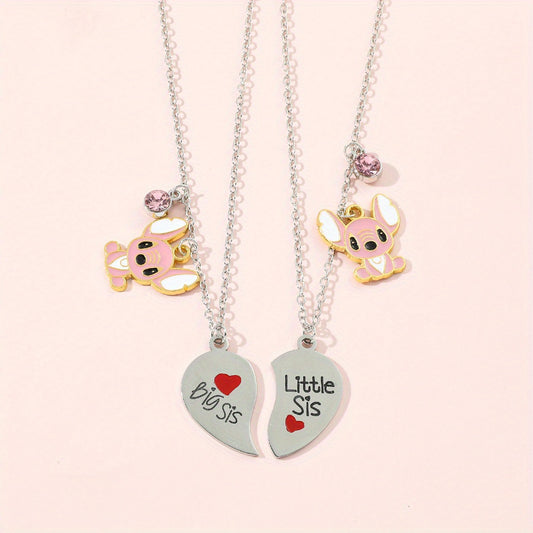 2pcs Matching Heart Necklaces Animal Pendant Birthday Christmas Jewelry