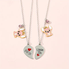 2pcs Matching Heart Necklaces Animal Pendant Birthday Christmas Jewelry