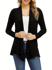 Casual Cardigan Women's Plus Solid Long Sleeve Open Front