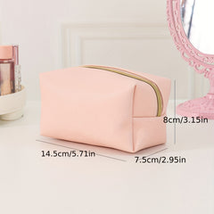 Pink Cosmetic Bag Women Makeup PU Travel Toiletry Zipper Storage Pouch