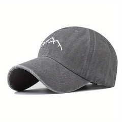 Mountain Embroidery Baseball Cap Unisex Distressed Cotton Dad Hat