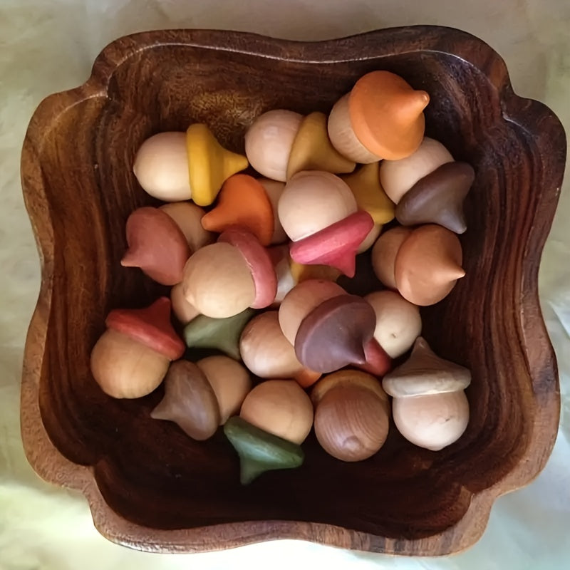 20pcs Wooden Acorns & Bowls for Crafts DIY Painting Christmas