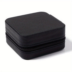 Portable PU Leather Jewelry Storage Box with Zipper - Home & Travel Organizer