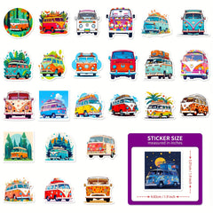 50pcs Cartoon Bus Stickers Graffiti Decoration Stickers