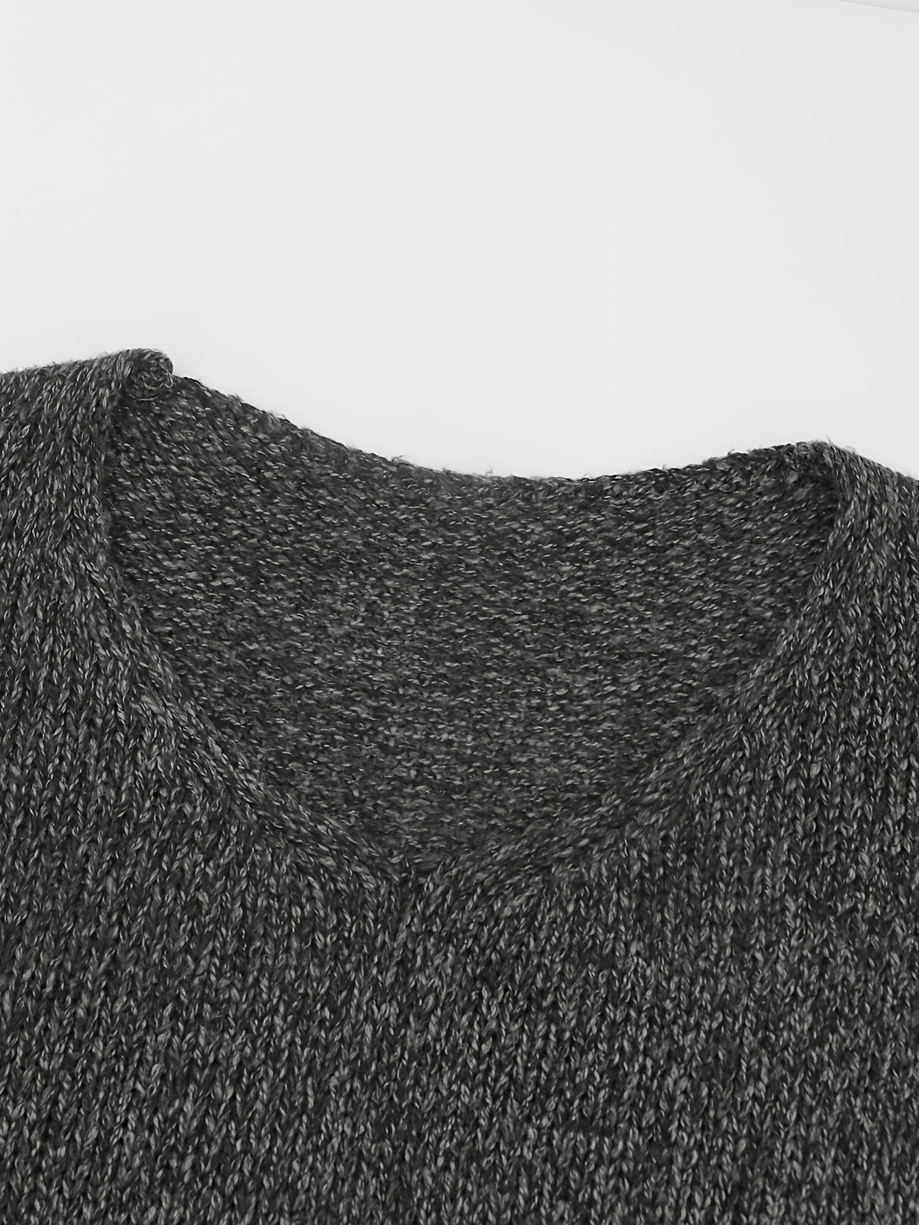 Casual Sweater Women's Plus Solid V Neck Pullover Jumper
