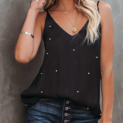 Spaghetti Strap V Neck Cami Top for Summer Women's Clothing