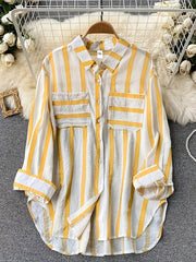 Stripe Print Long Sleeve Blouse