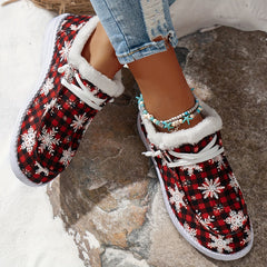 Christmas Elements Pattern Warm Flat Shoes Non slip Snow Sneakers