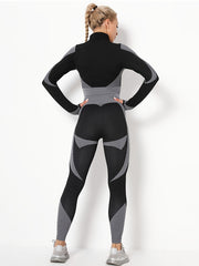 Textured Long Sleeve Top & Leggings Fitness Set
