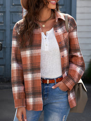 Gingham Graphic Long Sleeve Lapel Casual Shirt