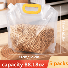 5pcs Kitchen Storage Bags 1.5L 2.5L 5L Fresh Keeping Moisture & Insect Proof