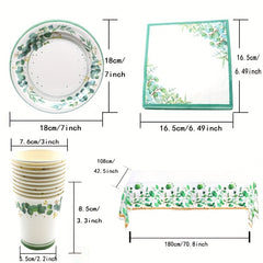 Greenery Yugali Leaf Party Supplies Set - 17 Pcs