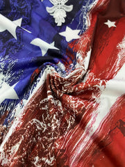 American Flag Print Dress Contrast Lace Sleeveless
