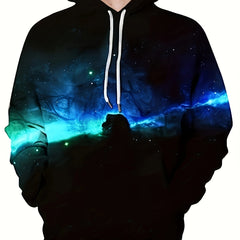 Starry Sky Print Hoodie for Men - Comfy Pullover with Kangaroo Pocket