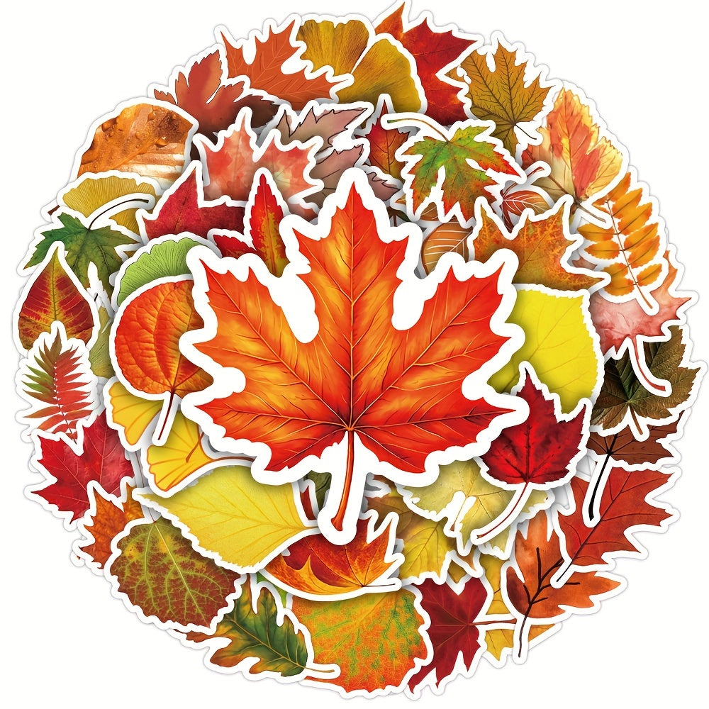 50pc Maple Leaves Stickers Adhesive Foam Fall Leaves Thanksgiving Party Decor