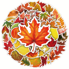 50pc Maple Leaves Stickers Adhesive Foam Fall Leaves Thanksgiving Party Decor