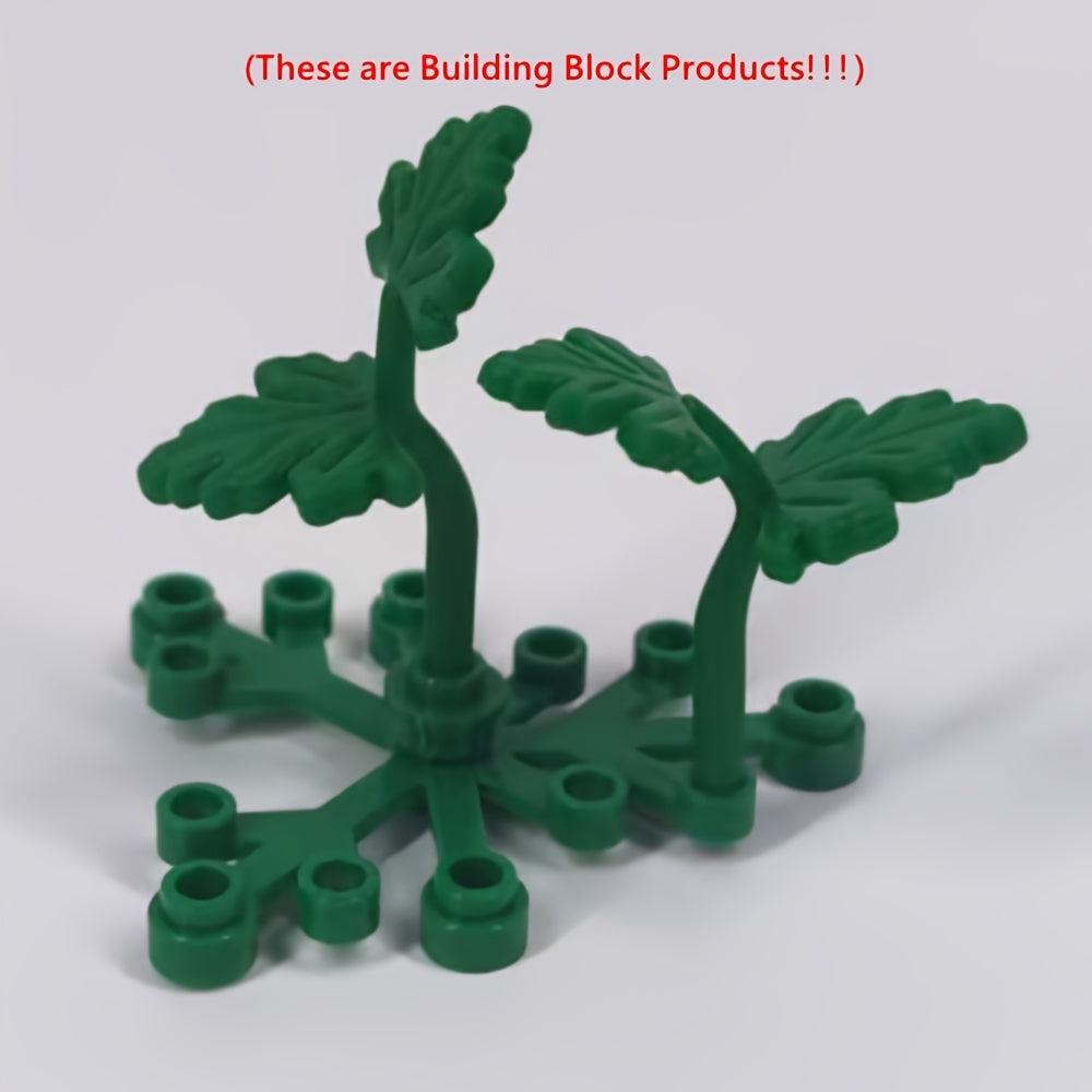 9pcs Building Block DIY Green Leaves Twig Grass Plant Garden Scene Gift