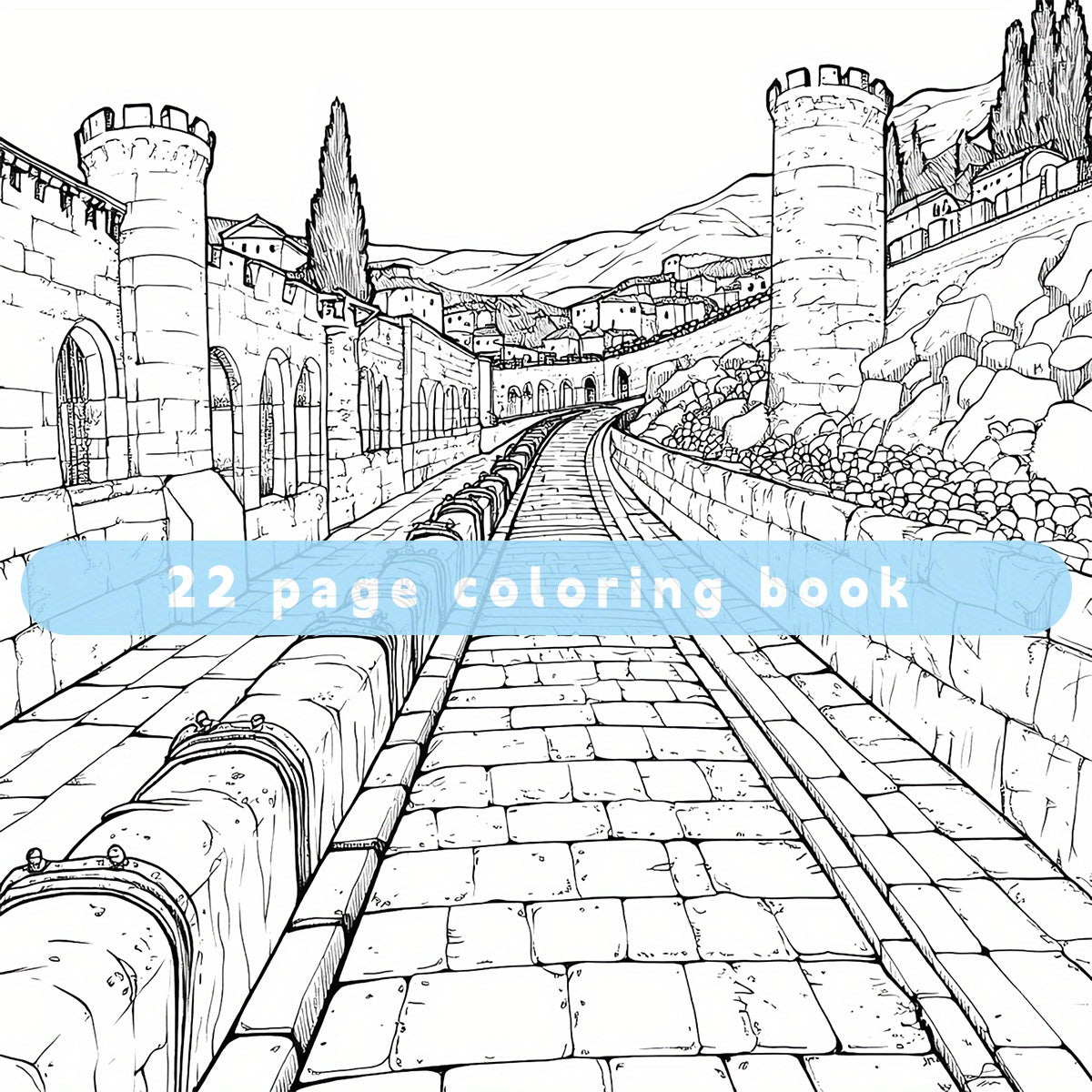 Medieval Towns Coloring Book for Adults: 22 Pages of Deluxe Edition Drawings