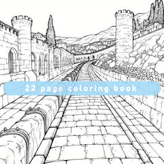 Medieval Towns Coloring Book for Adults: 22 Pages of Deluxe Edition Drawings